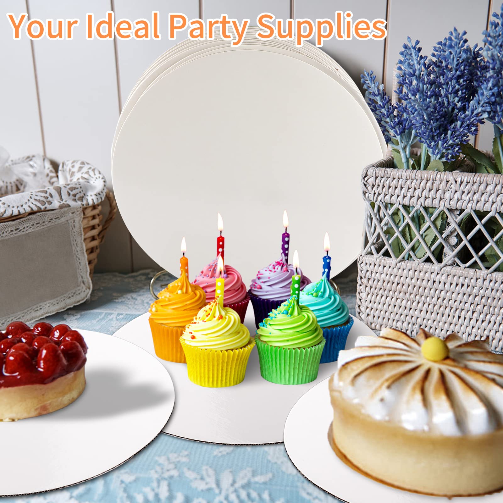 10-Pack 10 Inch Round White Cake Boards - Food Grade Cardboard Cake Rounds, Waterproof & Oil-Proof Cake Bases for Baking, DIY Desserts, Wedding Cakes, Birthday Parties and Craft Displays (White)