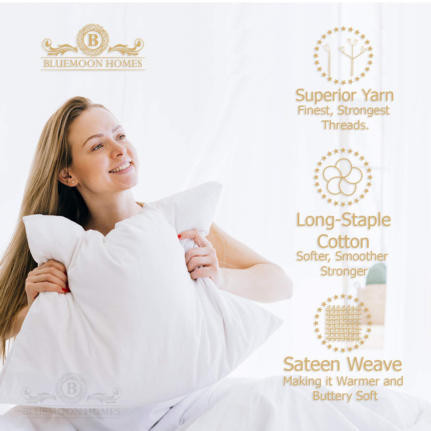 Luxury 100% Pure Egyptian Cotton King Size Pillowcases - 800 Thread Count Soft Sateen Weave Hotel Style Bedding Set (2PC, Blush) | Perfect for Master Bedroom, Guest Room & Luxury Hotels