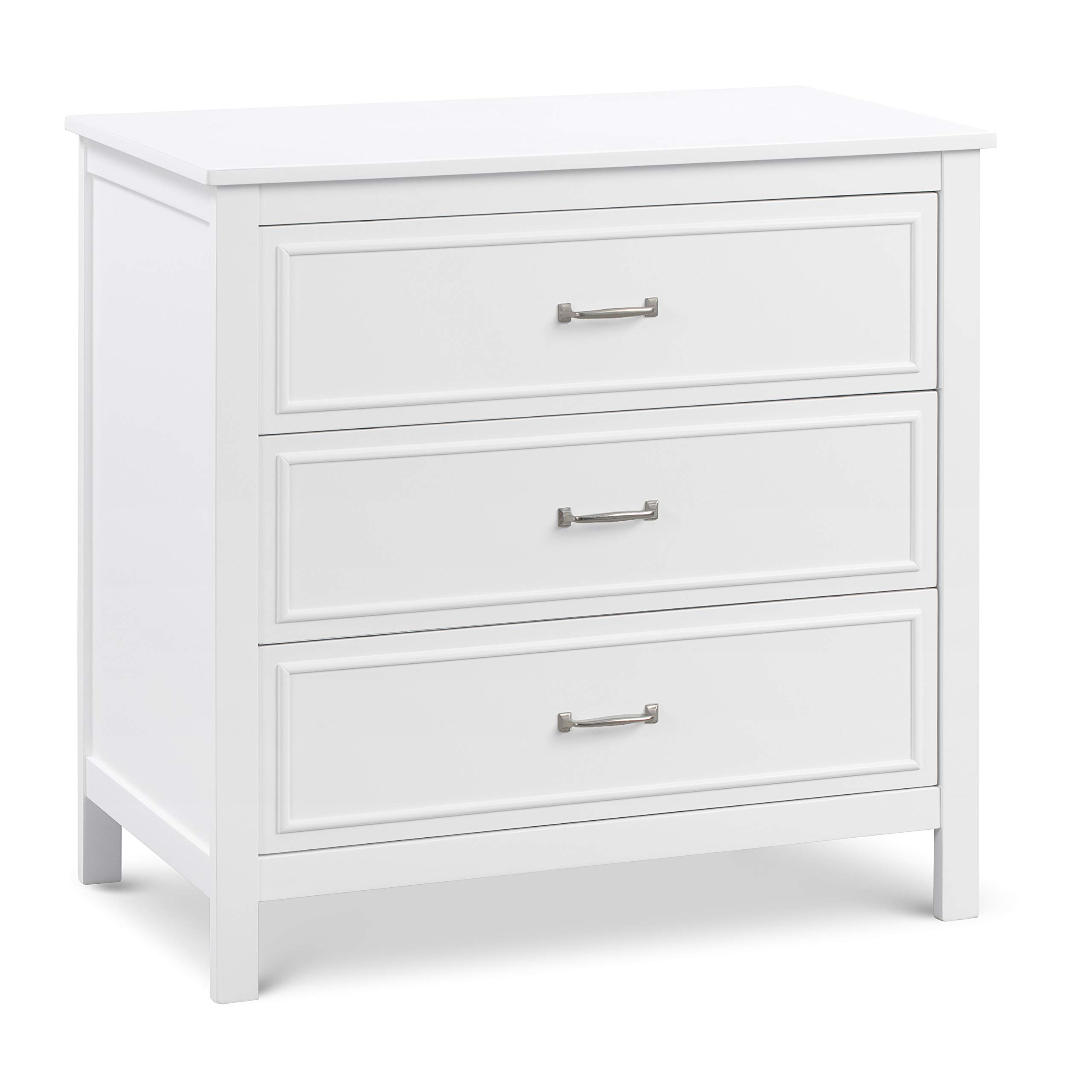 DaVinci Charlie 3-Drawer White Dresser - 35x20x34 Inch Solid Wood Baby Nursery Furniture for Bedroom Storage & Organization (Pack of 1)