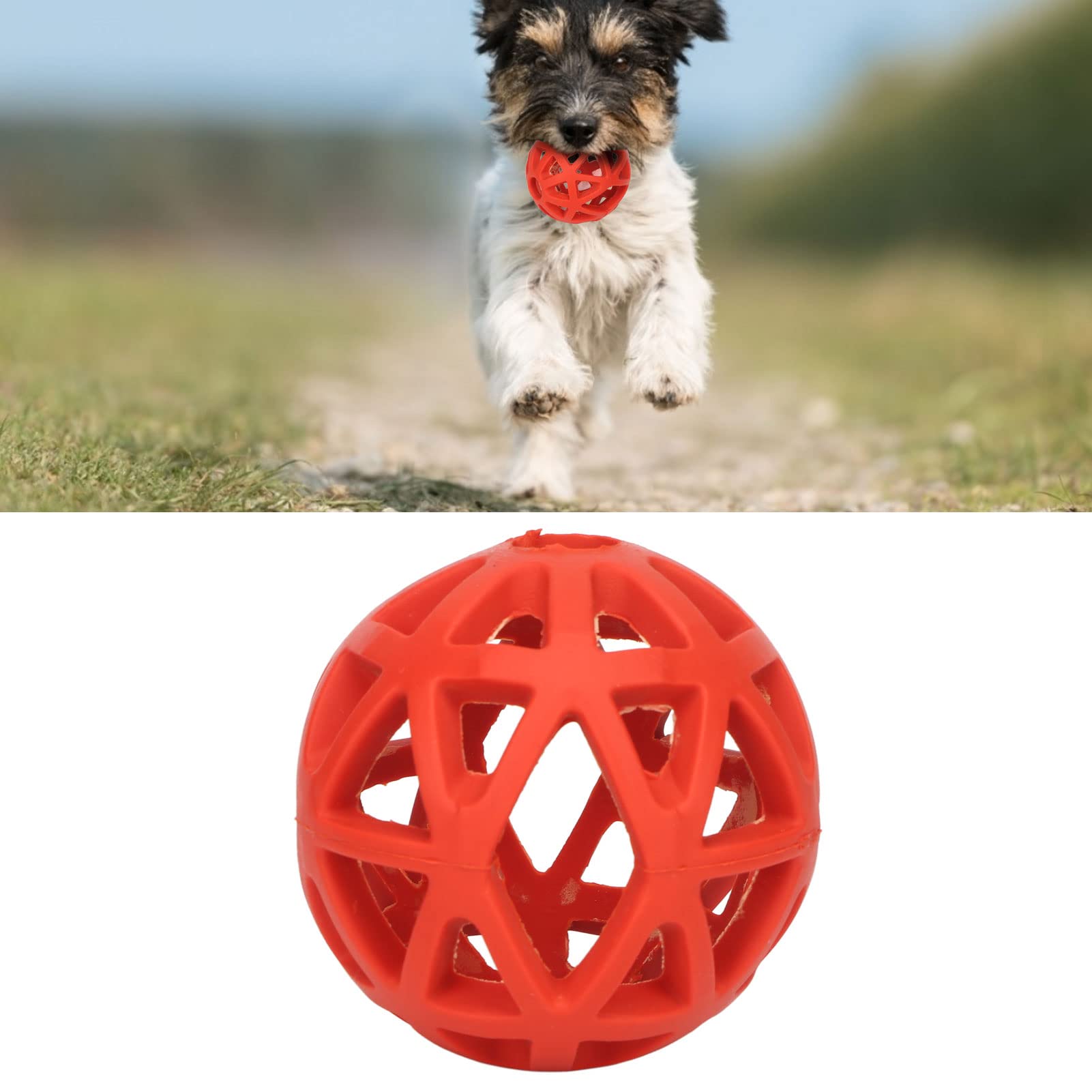 Durable Hollow Rubber Dog Ball Toy for Aggressive Chewers - Interactive Chew & Roll Pet Toy for Small Breed Dogs - Red - Perfect for Fetch, Training & Indoor/Outdoor Play