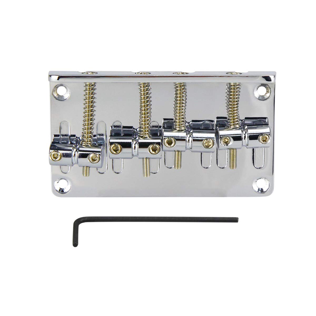 FLEOR 4-String Bass Guitar Bridge Saddle - Chrome Strings-Through Top Replacement Bridge for Electric Bass | Perfect for Jazz, Rock & Studio Recording