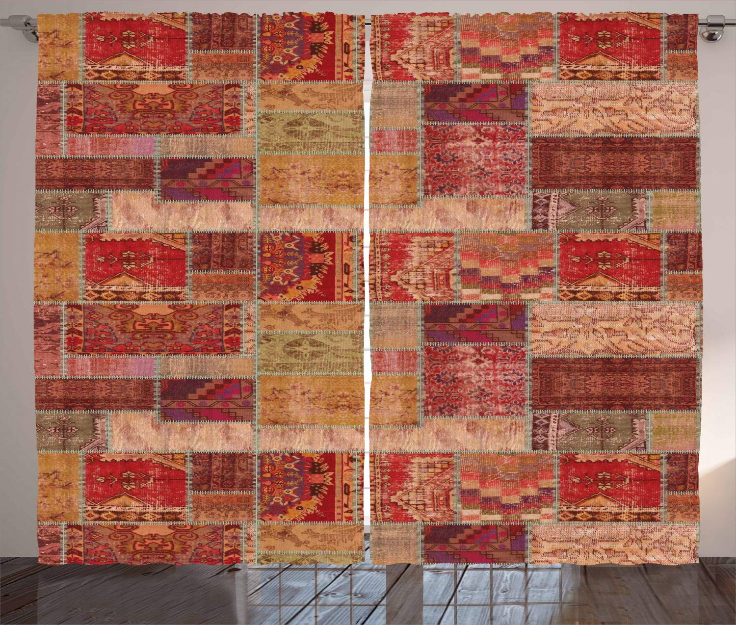 Ambesonne Oriental Design Digital Print Curtain Panels Set of 2 - 108