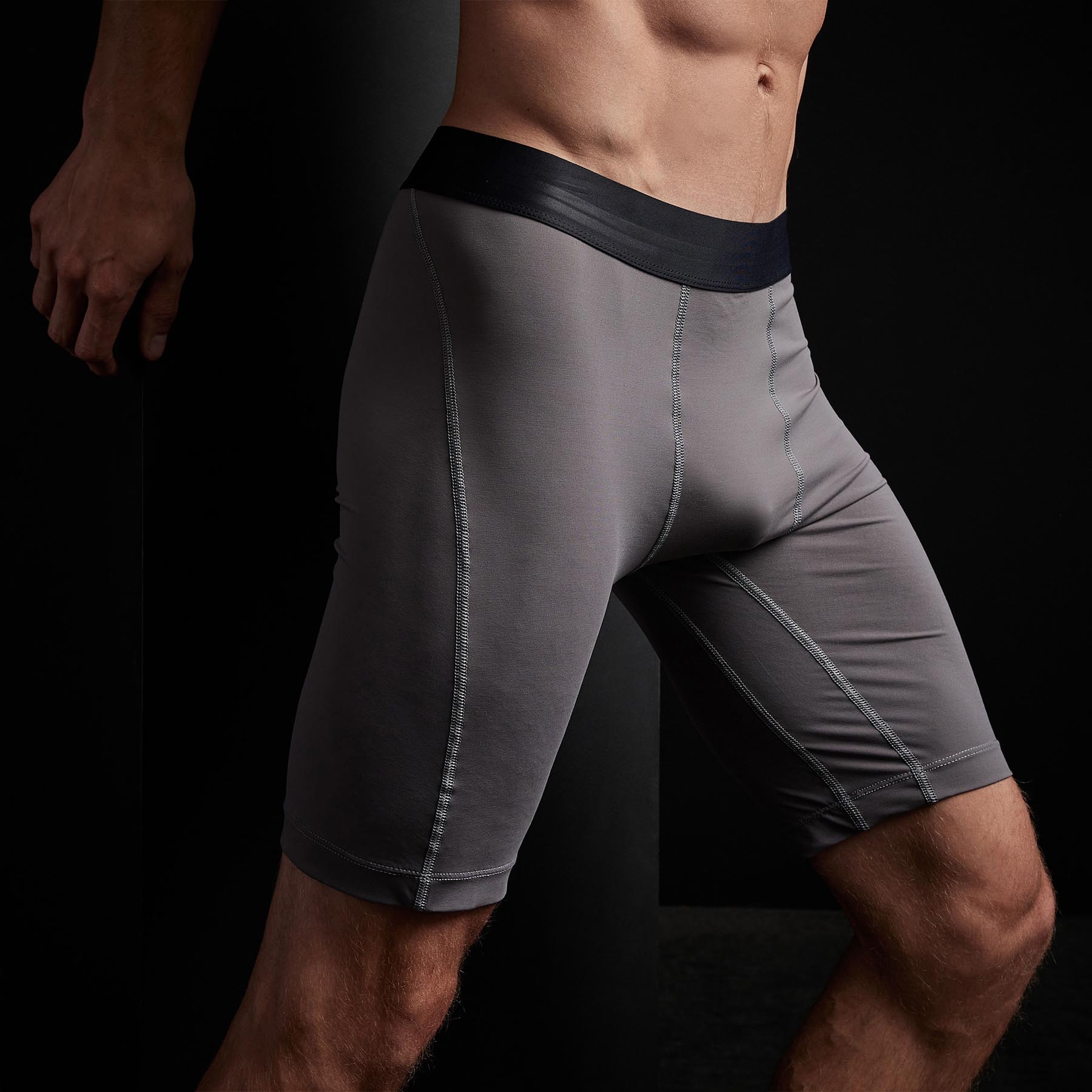Cool Touch Sport Long Boxer Briefs for Men - Breathable Moisture-Wicking Underwear - Raccoon Grey - Perfect for Gym, Running & Everyday Comfort