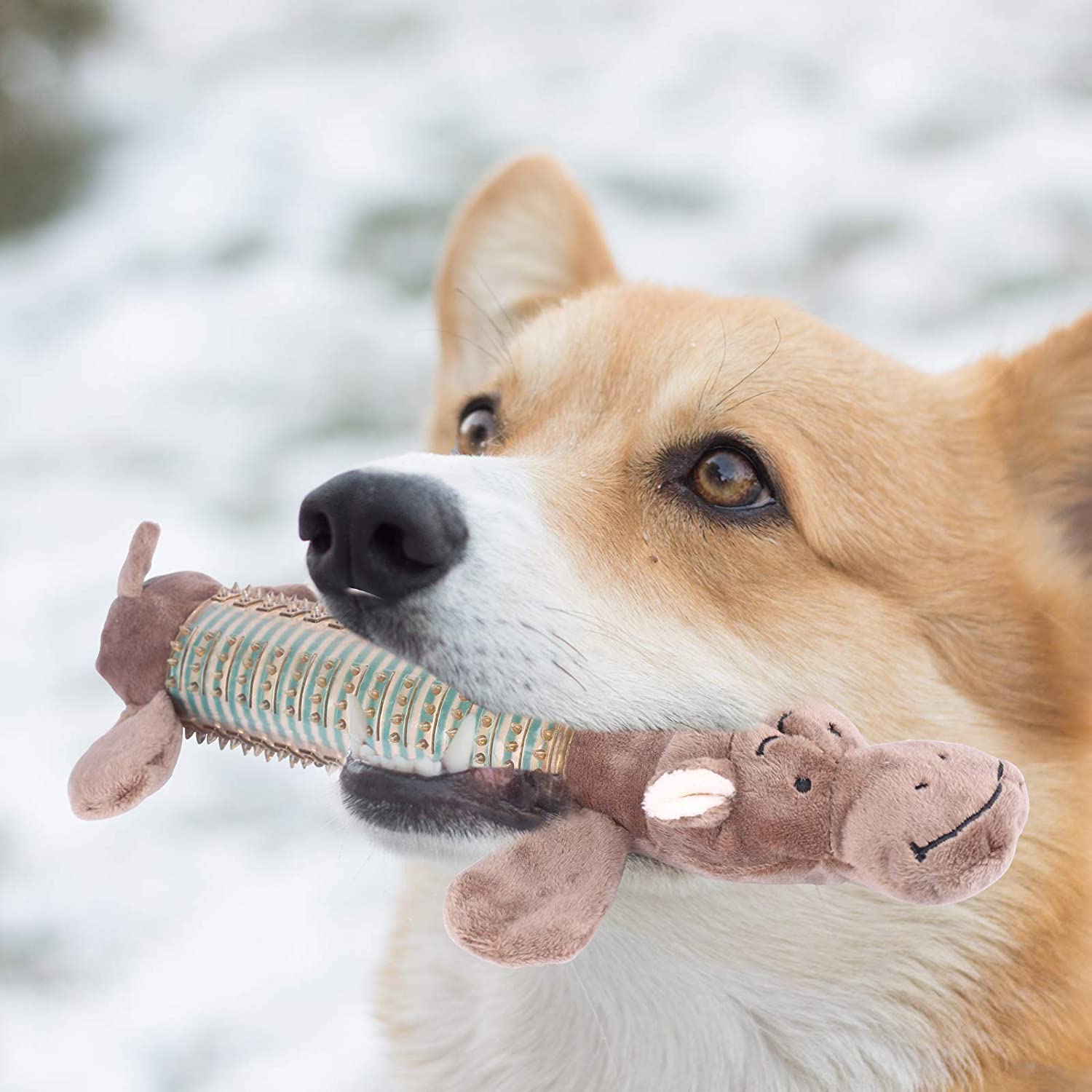 **3 Pack Plush Squeaky Dog Chew Toys – Indestructible & Durable Puppy Chew Toys for Small & Medium Dogs – Natural Material Dental Care Dog Toothbrush Toys (Brown) – Perfect for Teething, Playtime & Dental Health**