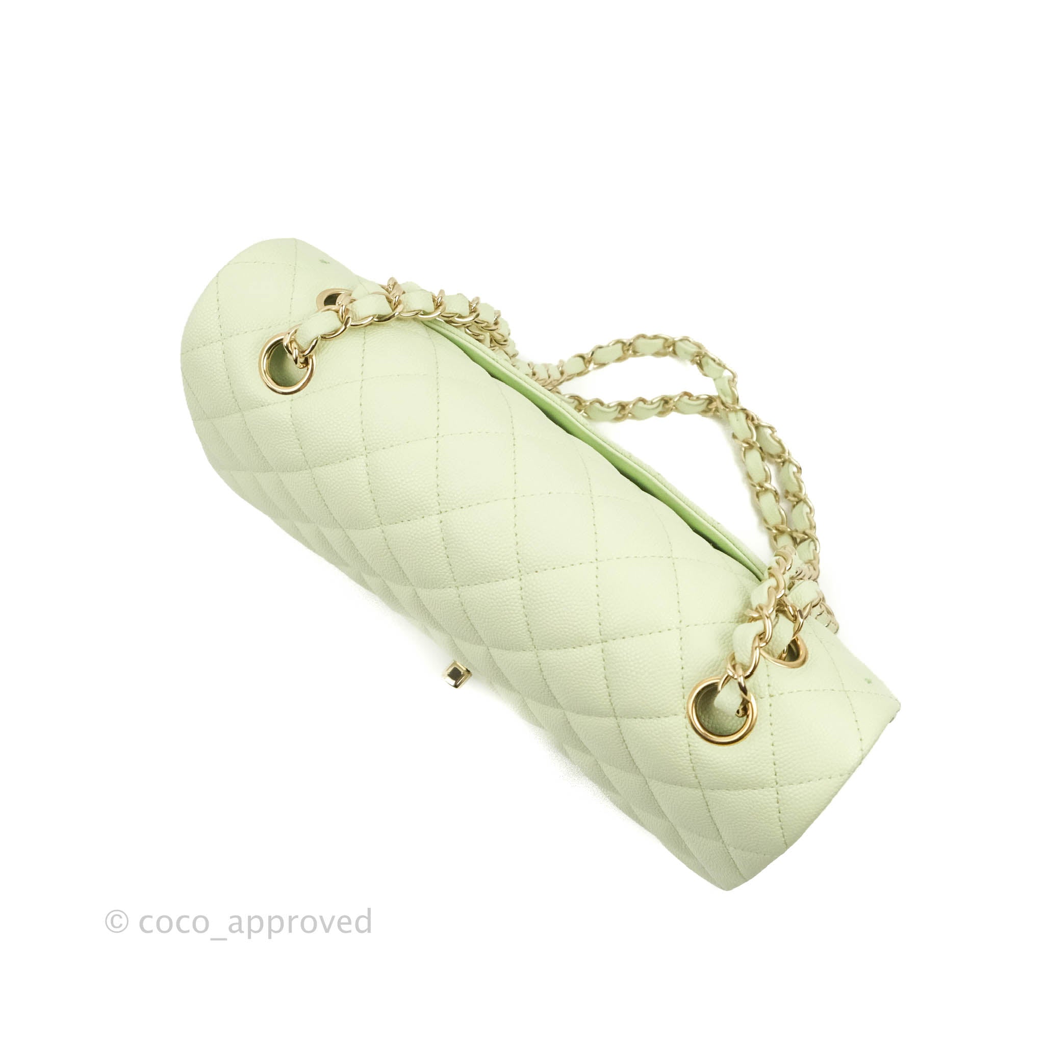 Chanel Classic M/L Medium Flap Bag in Quilted Avocado Green Caviar Leather with Gold Hardware - Luxury Handbag for Women, Perfect for Parties, Work & Everyday Use