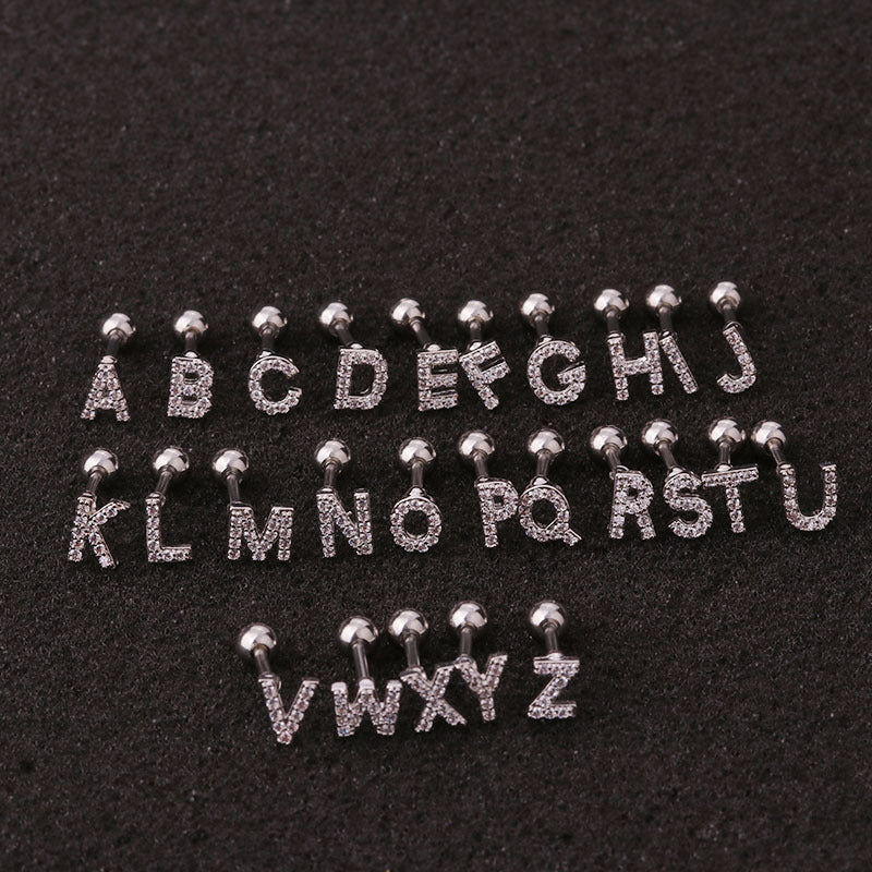 16G Surgical Steel Cartilage Earrings - Alphabet Letter Design | Hypoallergenic Body Jewelry for Women & Men | Perfect for Daily Wear, Parties & Gifts | HSPJ19106