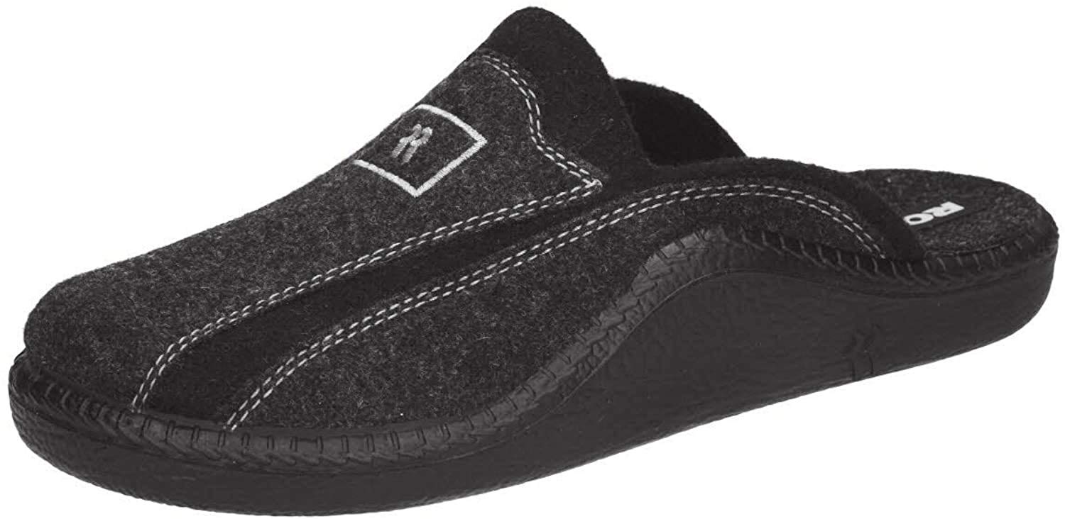 Romika Mokasso 246 Men's Open Back Slippers - Grey (Anthrazit 700) | Comfortable House Shoes for Relaxing at Home, Lounging & Indoor Use