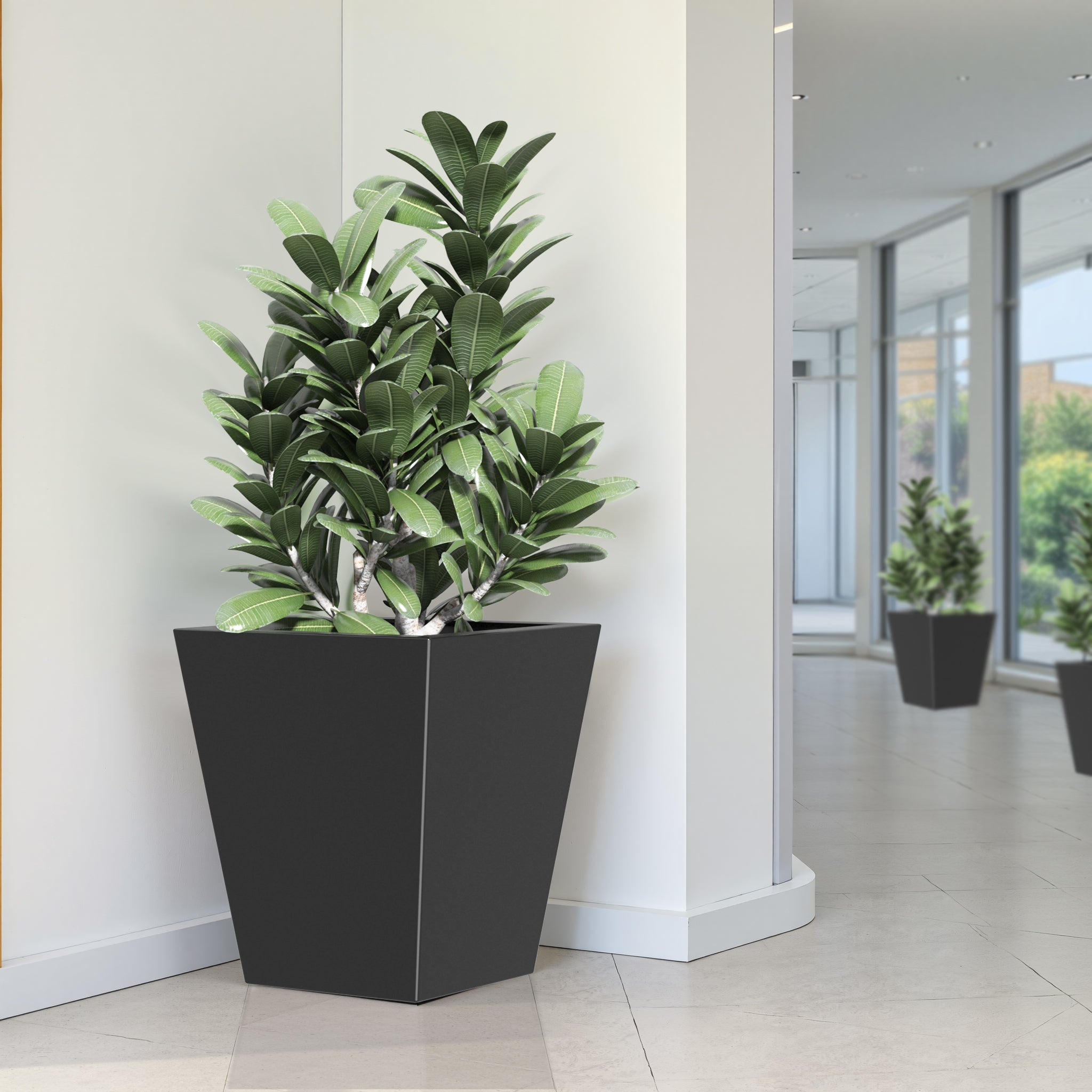 22 Inch Tall Metal Tapered Planter - Large Outdoor & Indoor Garden Pot with Drainage Hole & Rubber Plug, Modern Decorative Flower Pot for Home, Patio, Balcony & Office Decor