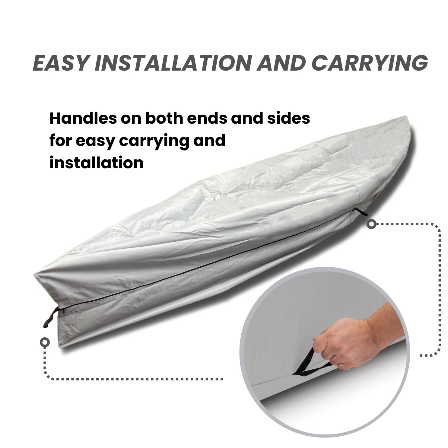 Waterproof UV-Resistant Canoe & Kayak Cover - Marine-Grade Polyester Boat Storage Cover Fits 15-16 ft Length, 116