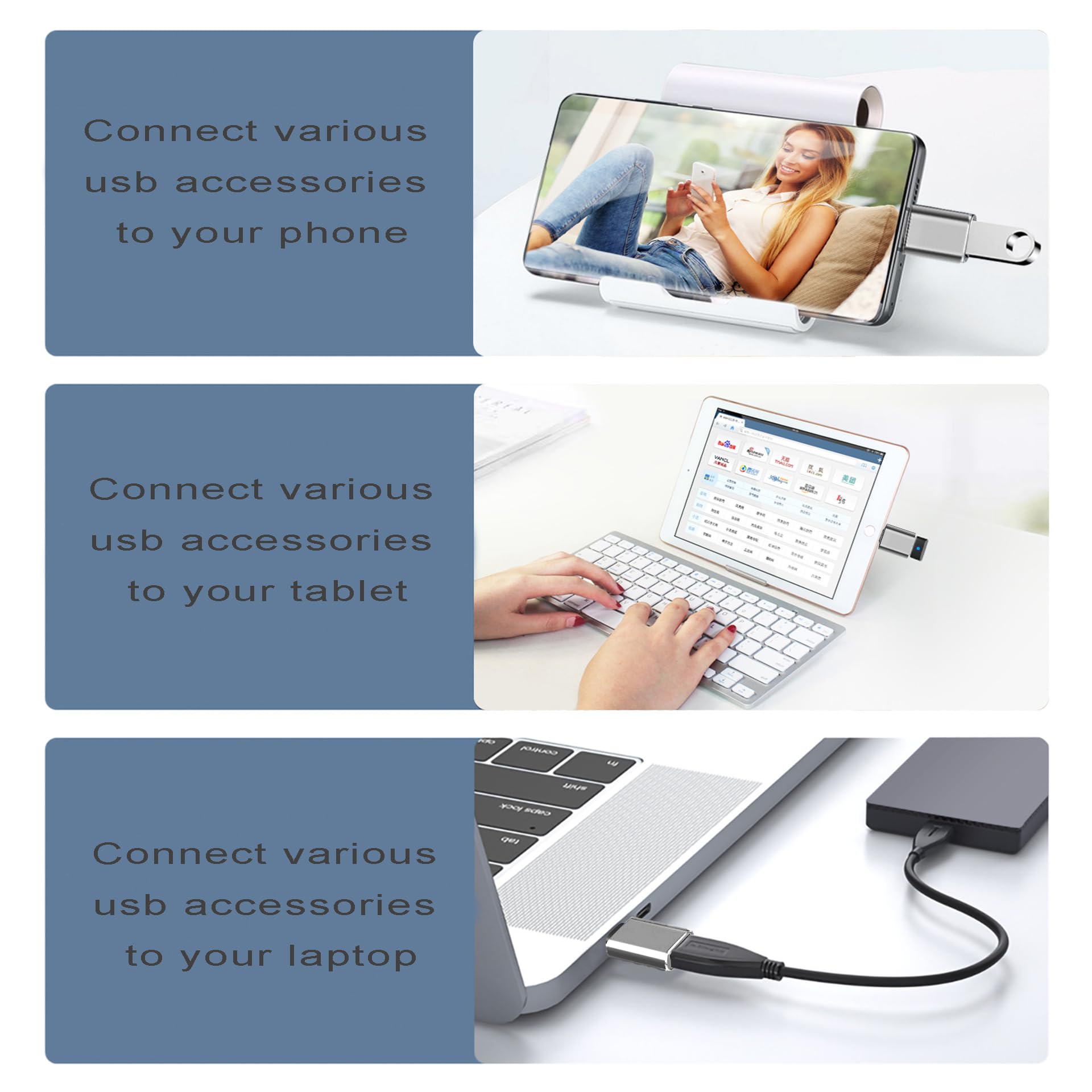 USB C to USB 3.1 Gen 2 Adapter - 10Gbps High Speed USB-C Male to USB 3.0 Female OTG Converter - Compatible with MacBook Pro, iMac, iPad Air, Windows Laptops - Perfect for Data Transfer, Charging & External Device Connection