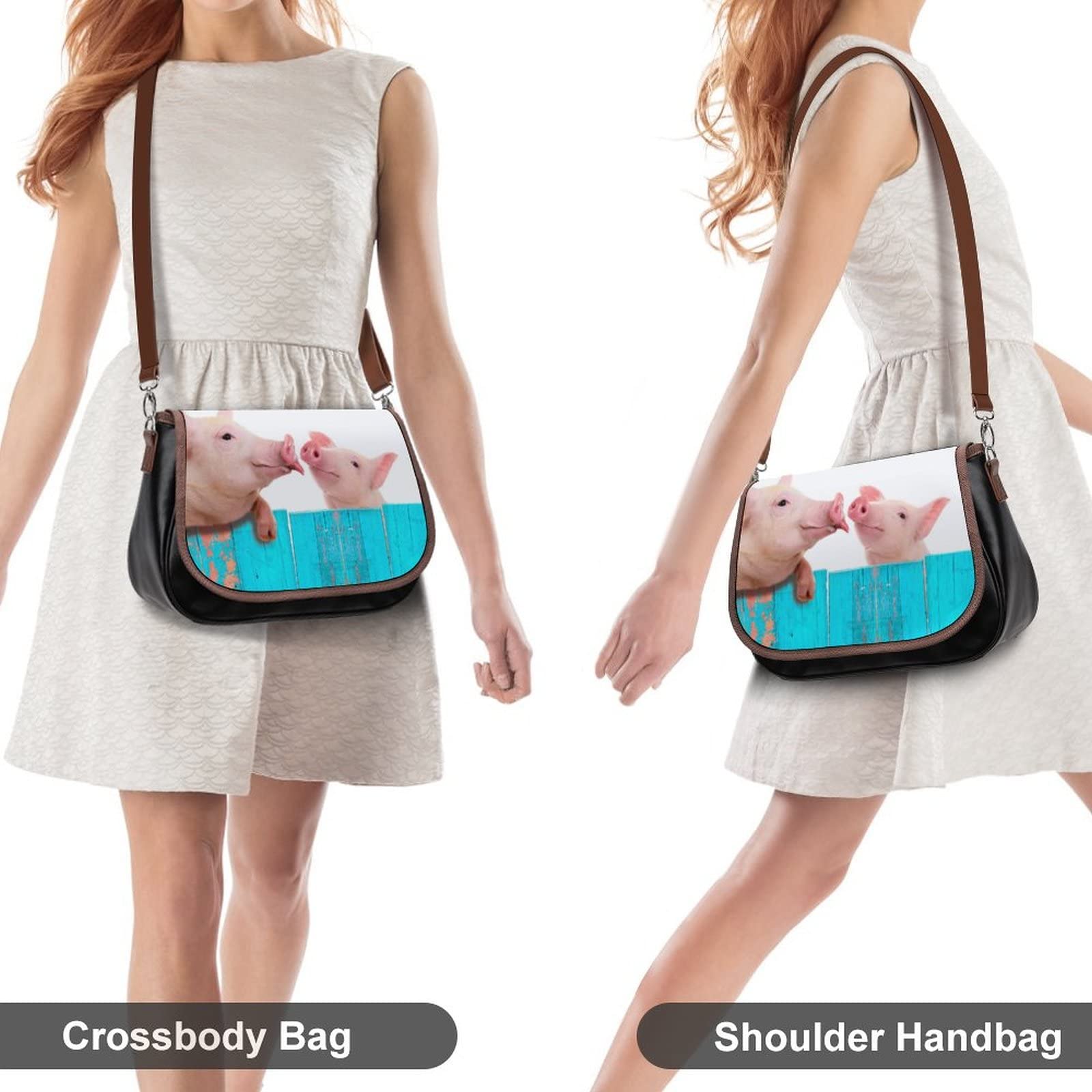 Vintage Leather Crossbody Bag for Women - Medium Printed Shoulder Hobo Bag in Pink | Perfect for Everyday Use, Travel & Casual Outings