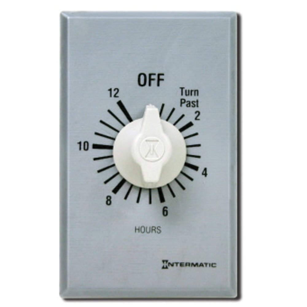 Intermatic FF412H 12-Hour Spring Loaded Wall Timer with Brushed Metal Finish - Ideal for Home, Office & Outdoor Lighting Control