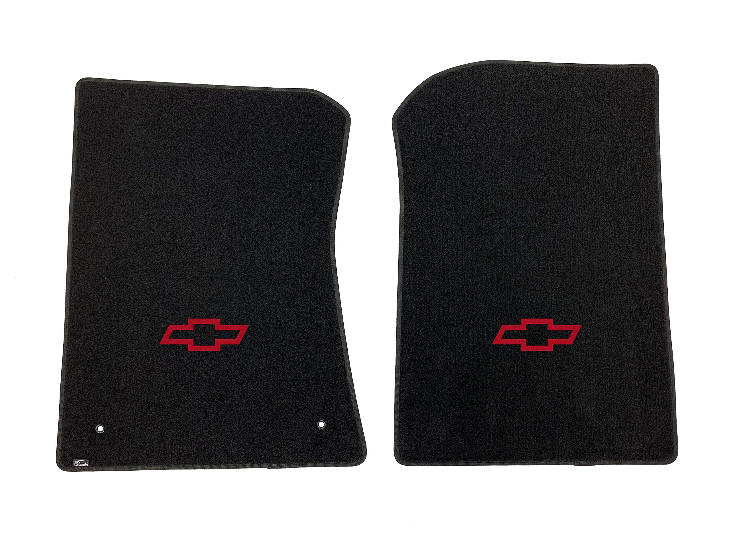 Lloyd Mats Custom-Fit Carpeted Floor Mats - Premium Luxury Car Floor Liners for Chevy R Pickup 1984-1991 (Black, 2PC with Red Bowtie) | All-Weather Protection & Enhanced Interior Style for Trucks & Classic Cars