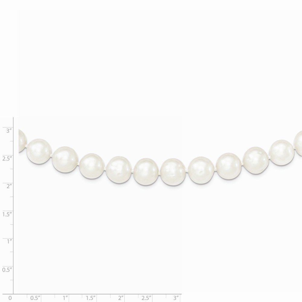 925 Sterling Silver 10-11mm White Freshwater Cultured Pearl Necklace 20