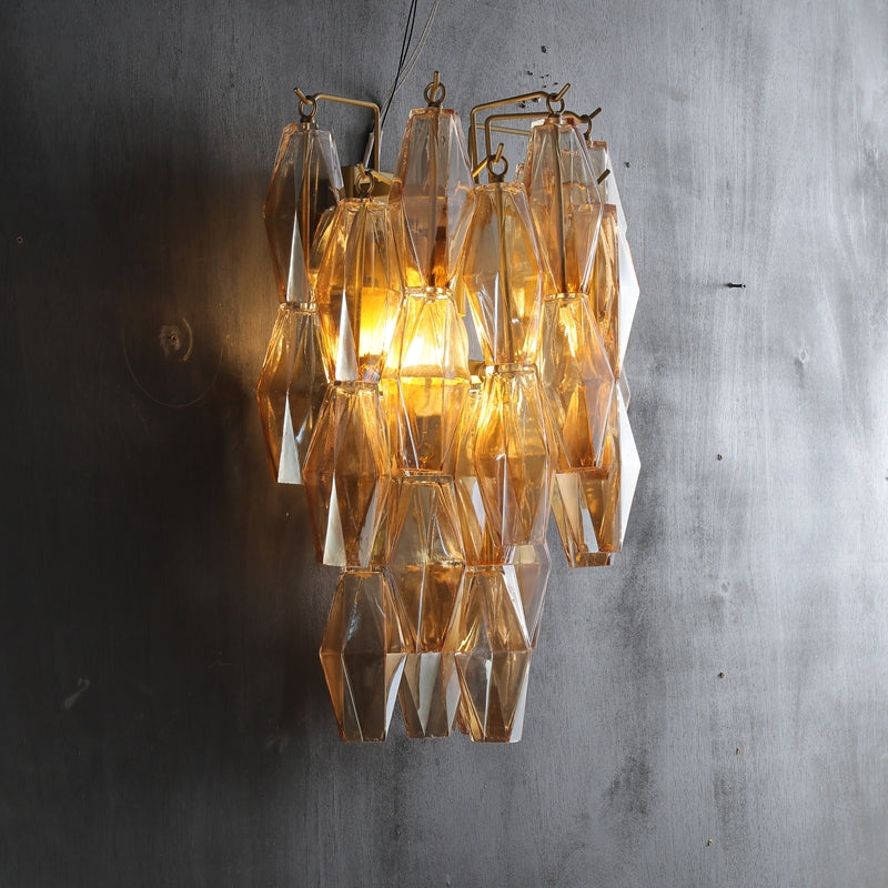 Renee Luxurious Glass Tiered Wall Sconce - Elegant Indoor Bedside Wall Lamp Fixture for Bedroom, Living Room & Hallway Lighting | Dimmable Modern Home Decor