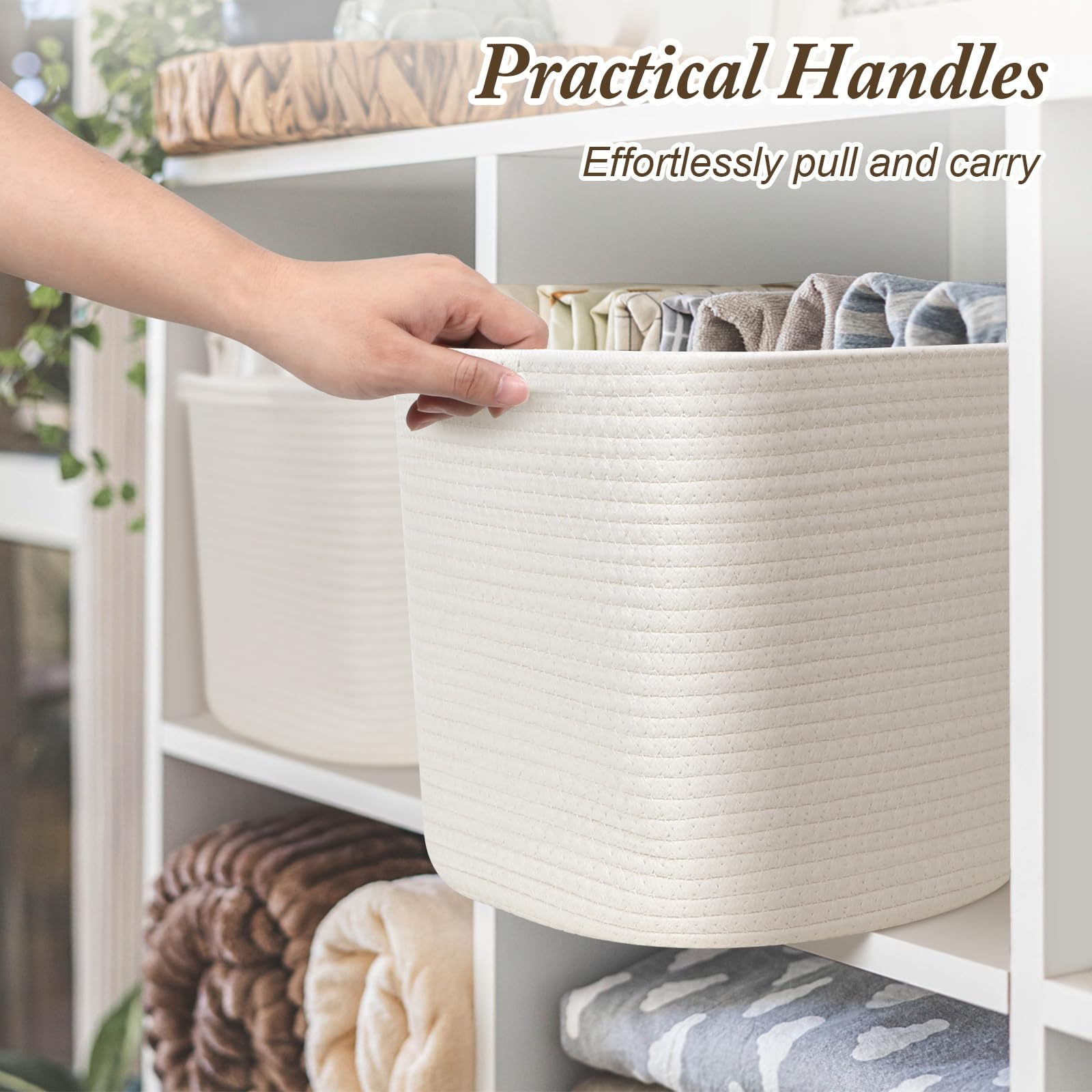 GLCON 2-Pack Anti-Scratch Woven Storage Baskets - 11 Inch Square Cube Organizer for Shelves, Closet & Home - Perfect for Toys, Blankets & Home Organization