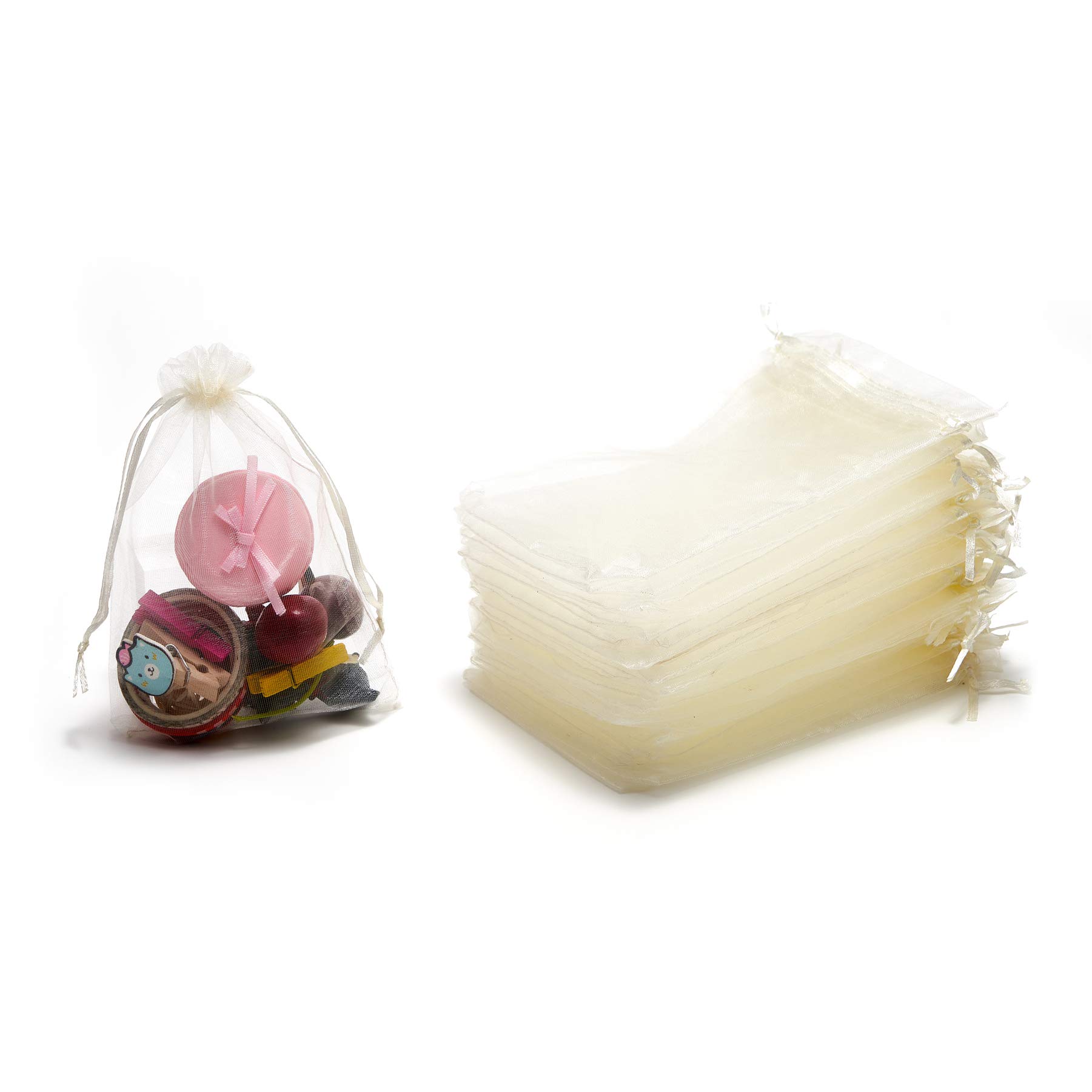 50PCS 5x7 Inches Organza Drawstring Gift Bags - Elegant Jewelry Favor Pouches & Mesh Candy Bags for Weddings, Baby Showers & Party Favors