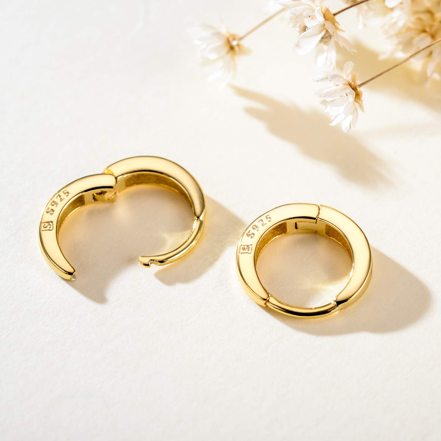 18K Gold Croissant Hoop Earrings for Women - Twisted Round Chunky Hoops in 925 Sterling Silver | Elegant Everyday & Party Jewelry Accessories