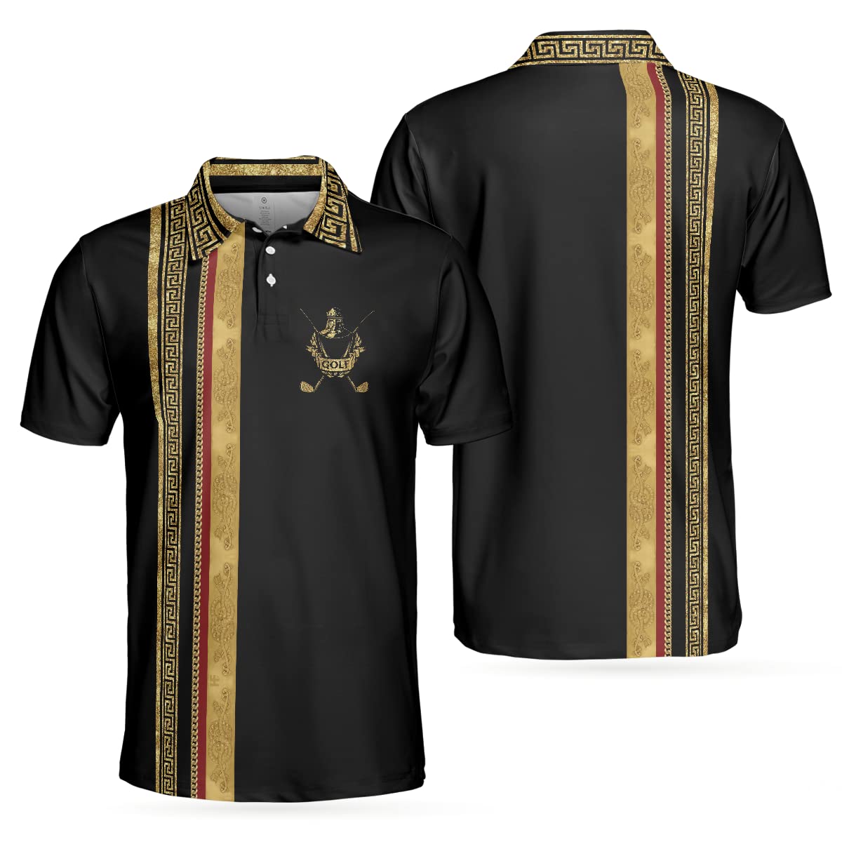 HYPERFAVOR Men's Cool Golf Polo Shirts - Breathable Short Sleeve Sporty Golf Shirts for Men - Luxury Baroque Design - Perfect for Golf Courses, Country Clubs & Casual Summer Wear