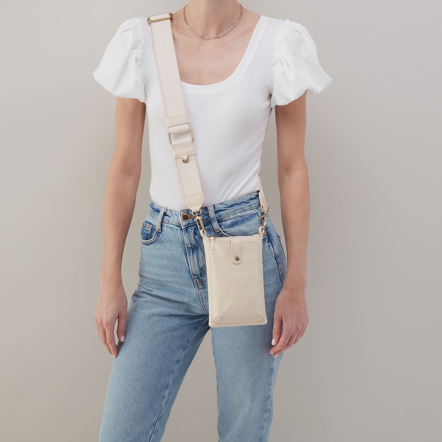 Premium Pebbled Leather Crossbody Phone Bag in Cream - Stylish & Secure for Everyday Use, Travel, and Shopping