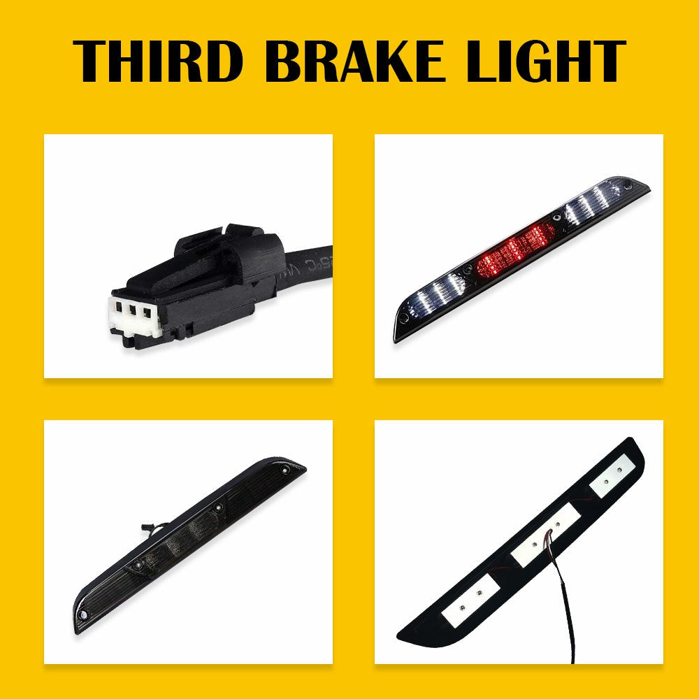2015-2021 Ford F-Series & Ranger LED 3rd Brake Light Kit - Red LED Brake Light with White Cargo Lights & Smoked Lens - Upgrade for Pickup Trucks, Off-Roading & Night Driving