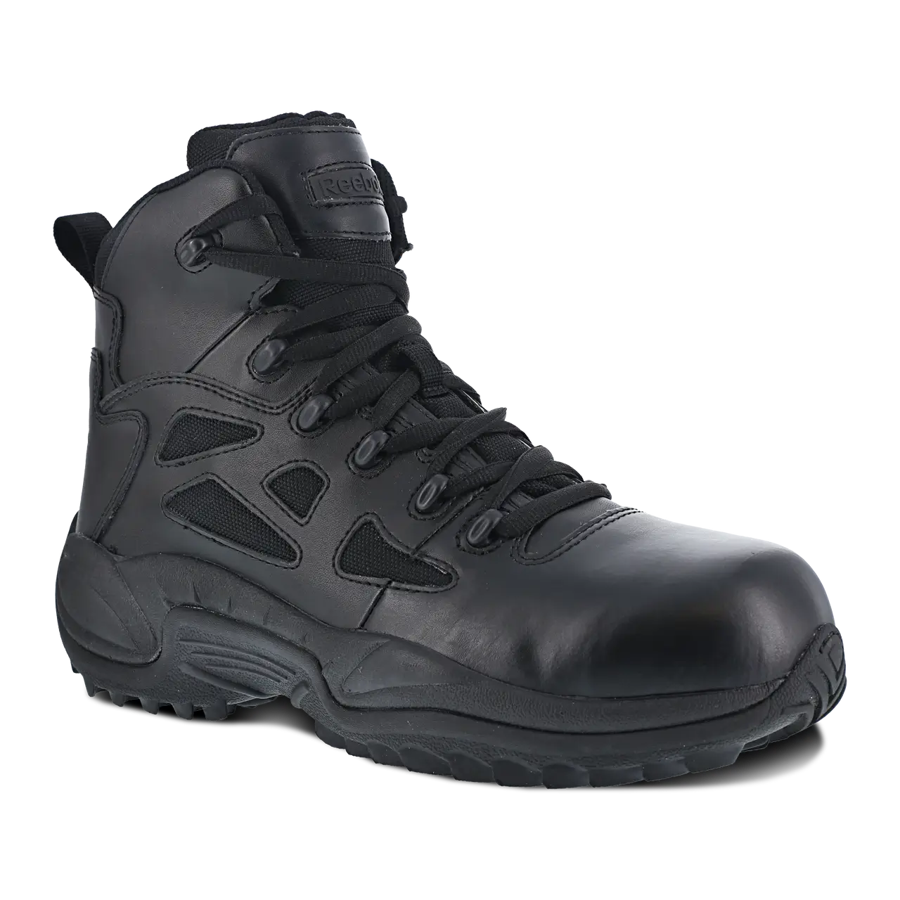 RB 6-Inch Composite Toe Side Zip Tactical Work Boots - Black | Lightweight & Durable Safety Shoes for Construction, Security & Outdoor Work