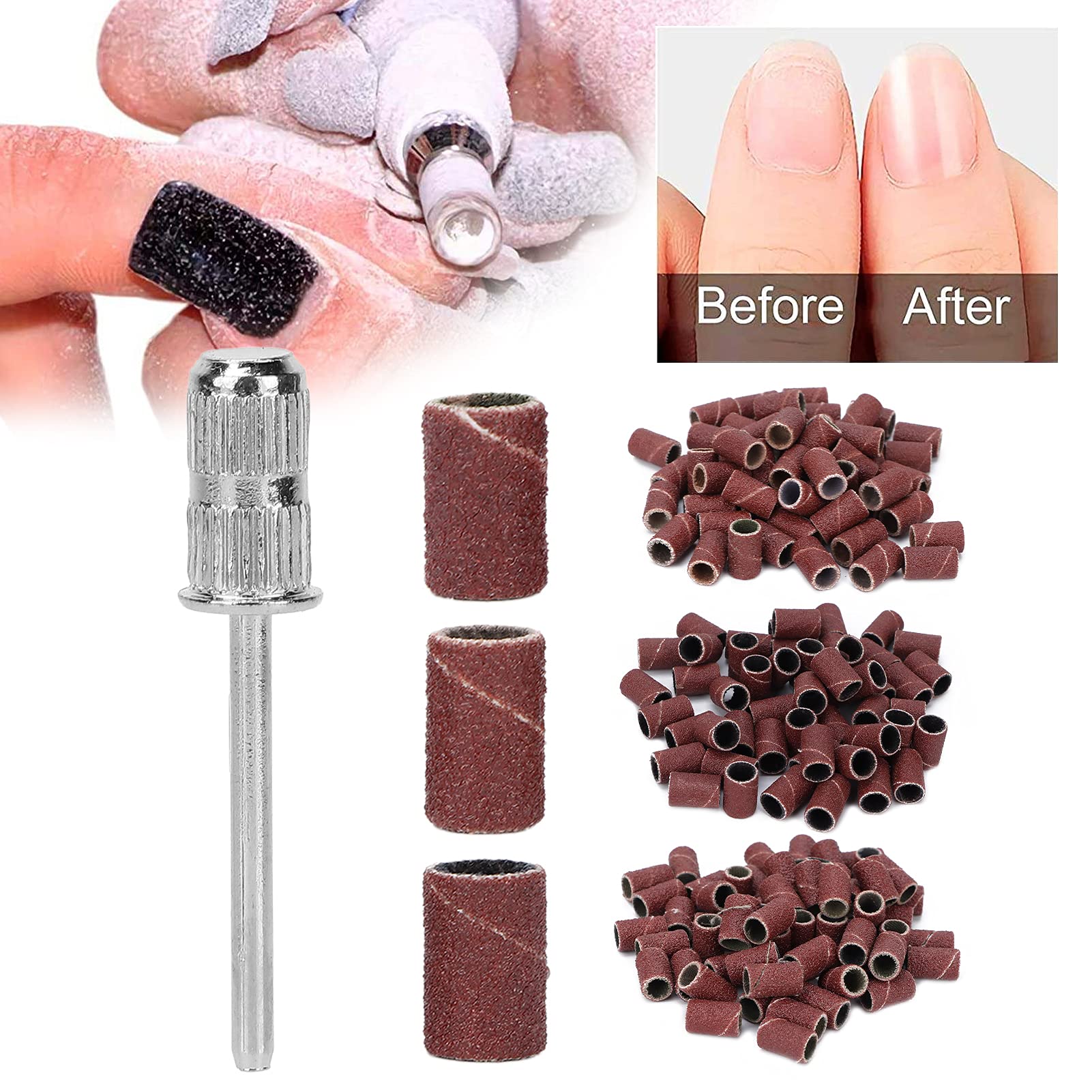 210pcs Pedicure Sanding Bands Set - 80/120/180 Grit Nail Files for Shaping, Polishing & Grinding | Professional Nail Care Kit for Salon & Home Manicure/Pedicure