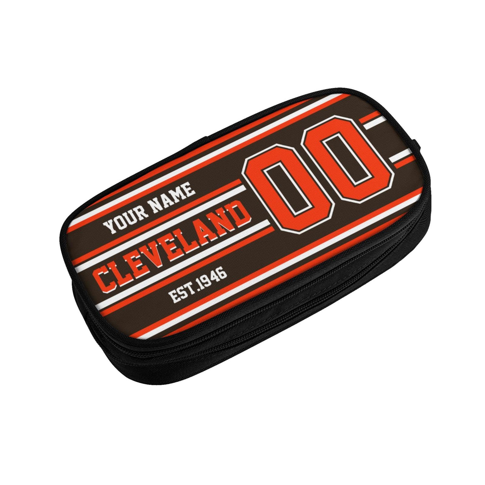 Custom Cleveland Football Pencil Case with Name & Number - Personalized Pencil Box for Men & Women - Unique Gift for NFL Fans - Perfect for School, Office & Game Day Accessories