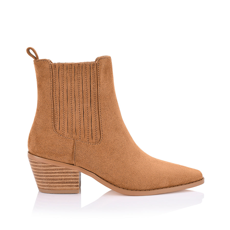 Dale Chelsea Ankle Boots for Women - Tan Micro Suede - Comfortable Slip-On Booties for Casual Wear, Office & Fall Fashion
