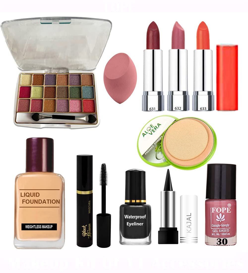 Fope Complete Travel Makeup Kit for Women & Girls - Waterproof Cosmetic Set with Mirror & Brushes (S19K04A2082) | Perfect for Vacation, Business Trips & On-the-Go Touch Ups