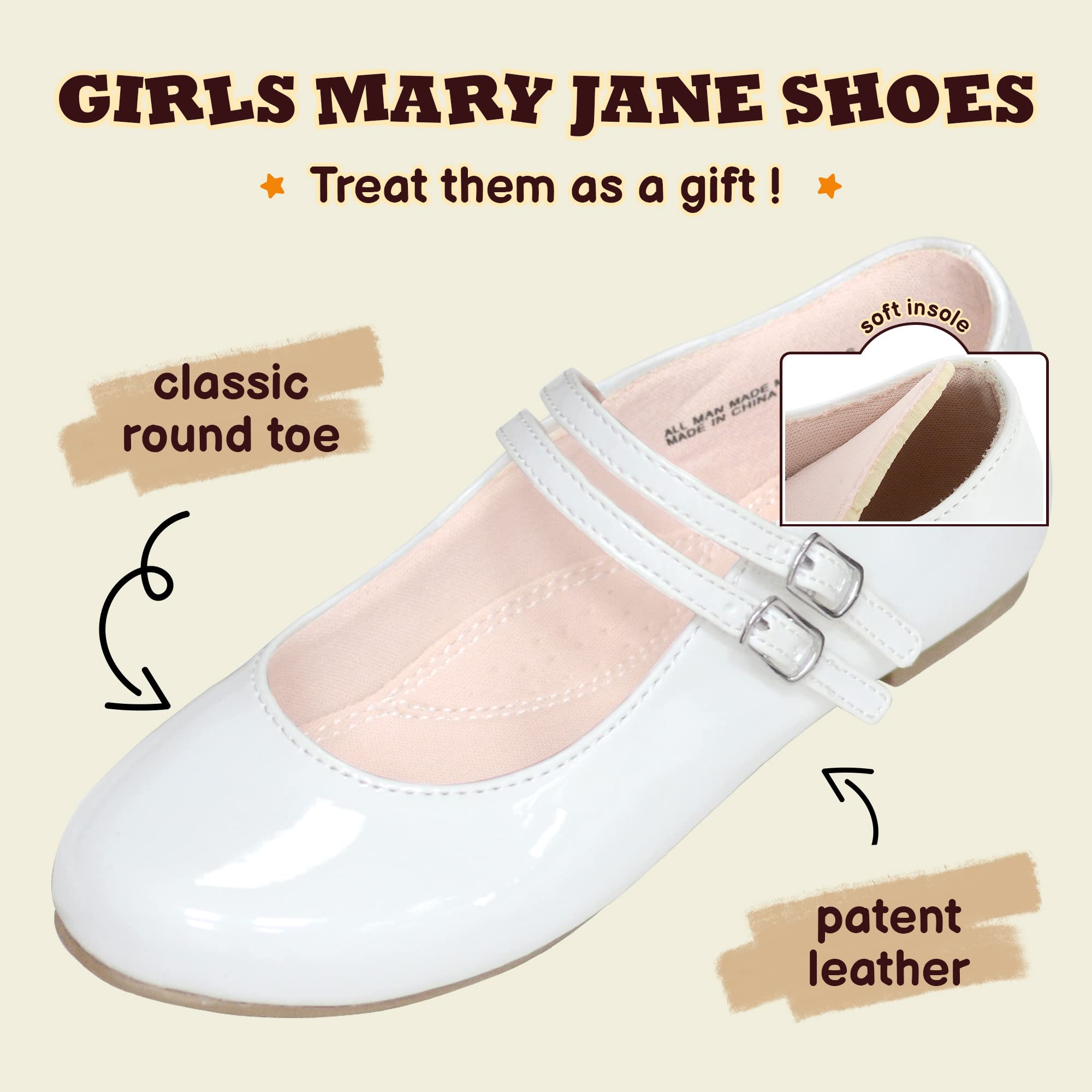 Girls Mary Jane Dress Shoes - Princess Ballet Flats for Weddings, Parties & School | Comfortable Flower Girl Shoes for Special Occasions