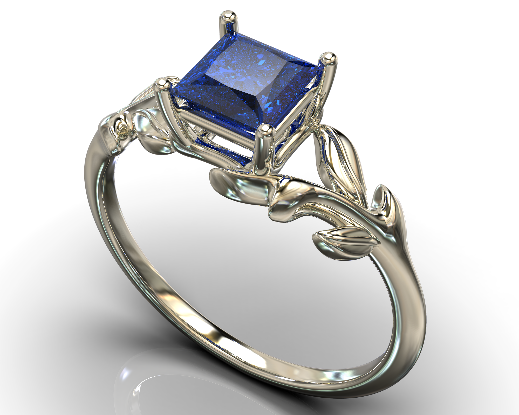 Exquisite Princess Cut Blue Sapphire Engagement Ring for Women – Perfect for Proposals, Anniversaries & Romantic Occasions