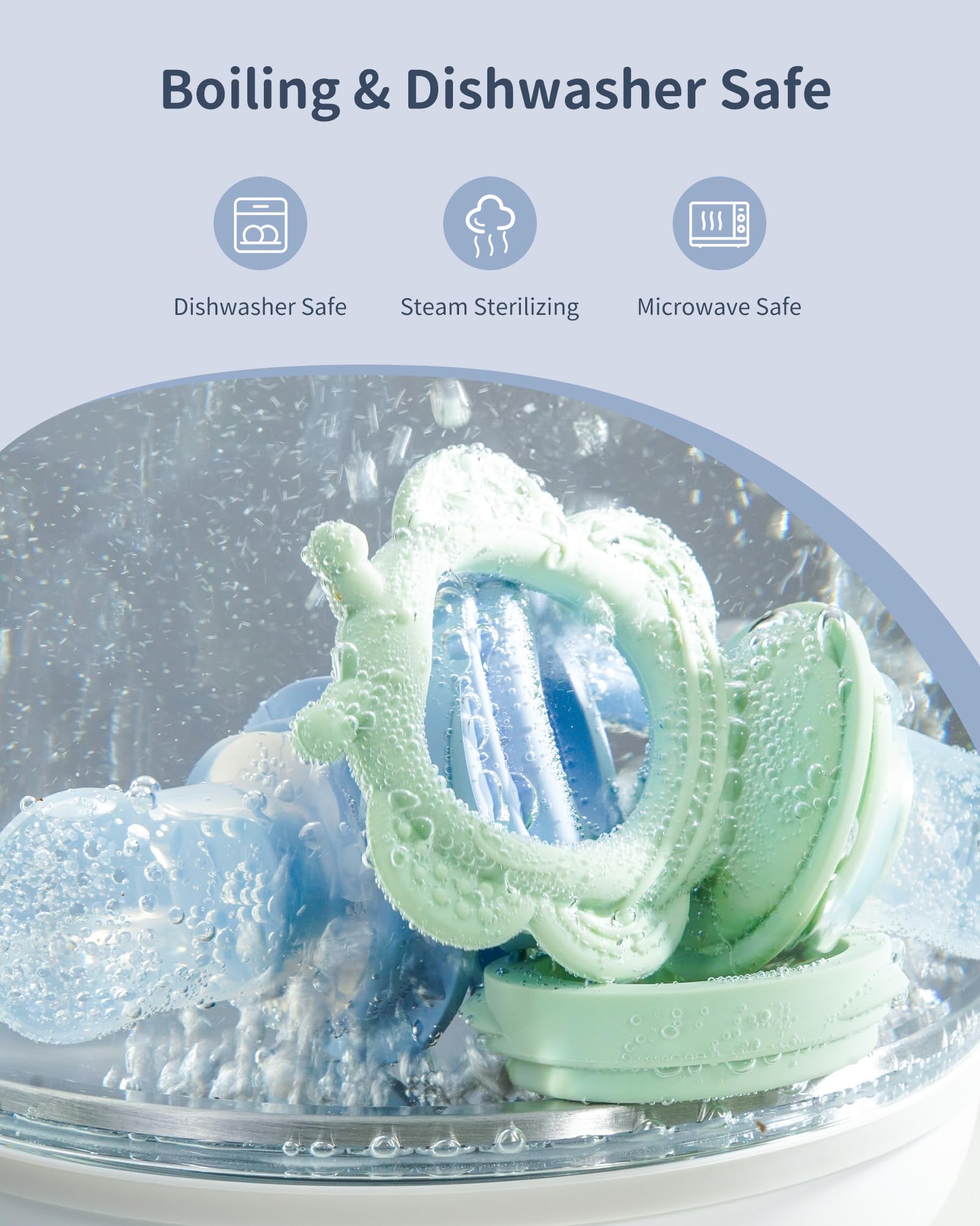 Organic Silicone Baby Fruit Feeder (2 Pack) with Freezer Nibble Tray - BPA Free Teething Relief for Infants 3+ Months - Safe Self Feeding & Breastmilk Popsicle Molds - Dishwasher Safe - Perfect for Teething Pain Relief & Introducing Solid Foods