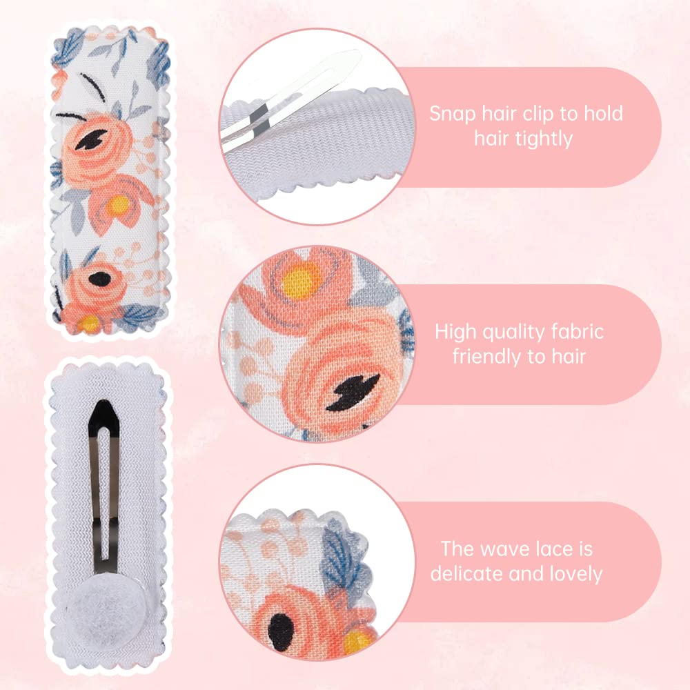 20 PCS Floral Print Square Hair Clips for Toddler Girls - Non-Slip Wrapped Snap Barrettes Hair Accessories for Baby & Kids - Perfect for School, Parties & Daily Styling