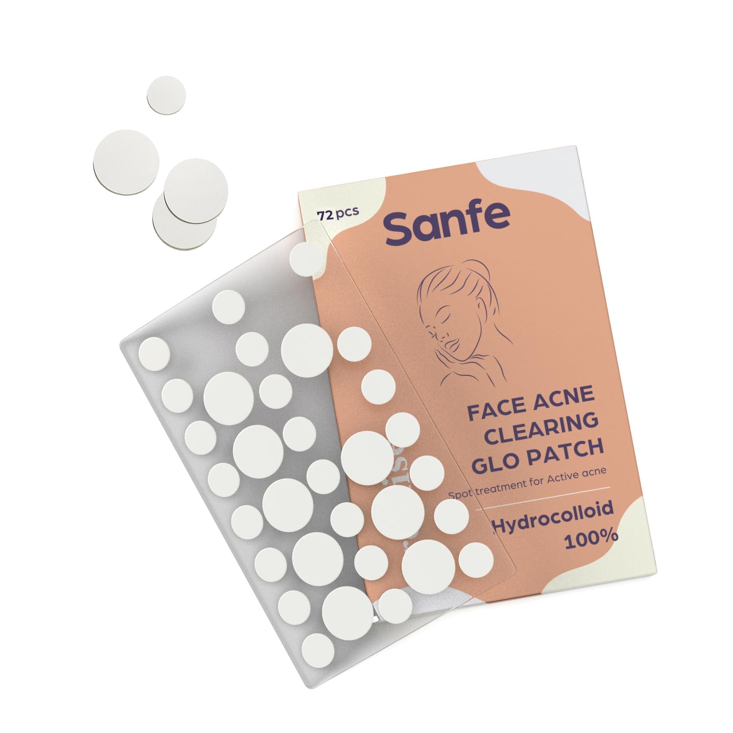 Sanfe Promise Hydrocolloid Acne Patches - Pack of 72 | Invisible Pimple Healing Patches for Face | Absorb Blemishes & Spots | Skin Treatment for Acne-Prone Skin | Perfect for Overnight Use & Daily Spot Treatment