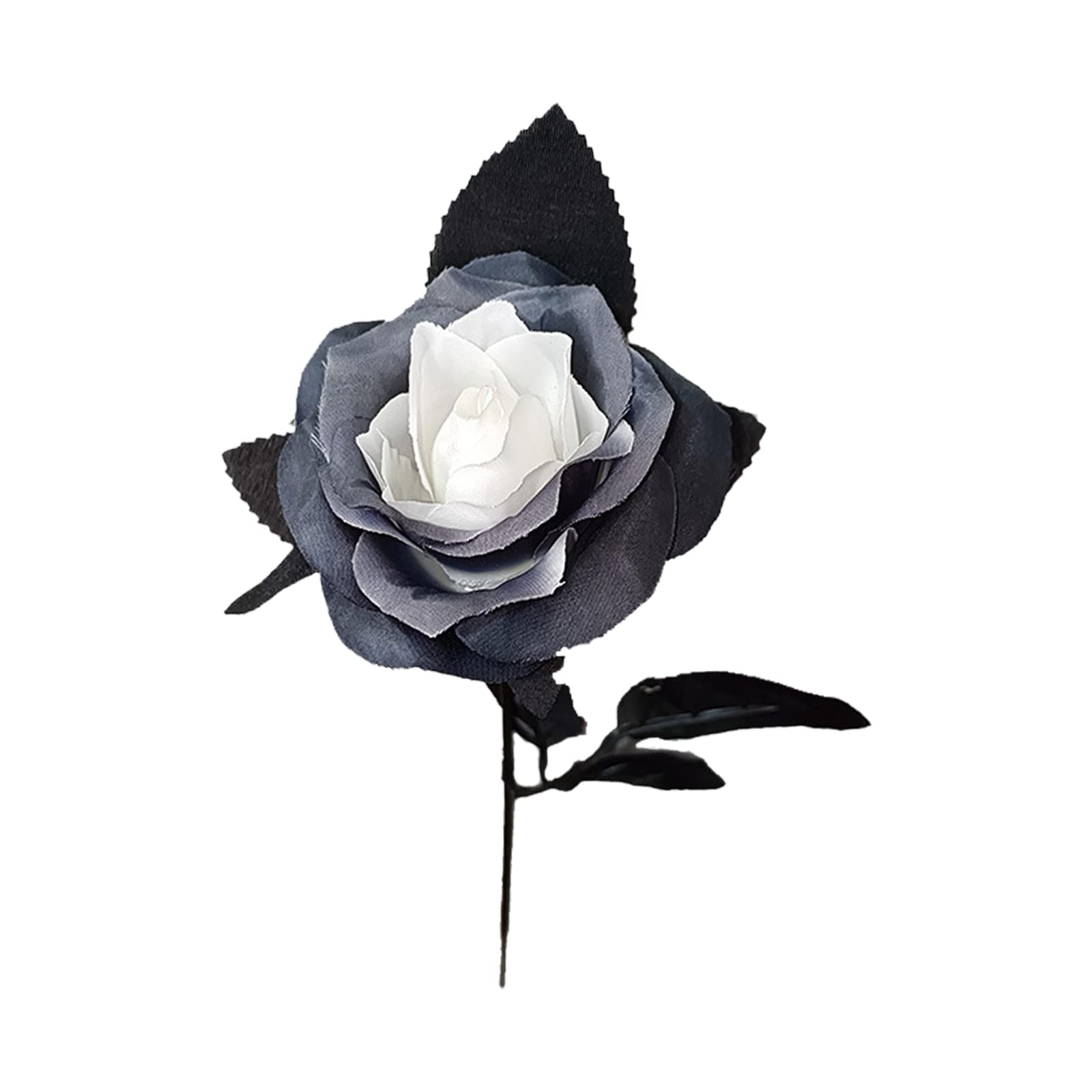 10 Pack Artificial Black Rose Stems - 16 Inch Realistic Silk Black & White Roses with Black Leaves - Fake Flower Bouquet for Wedding, Halloween Party, Home & Office Decor - Perfect for Centerpieces, Gothic Decor, and Dark Romance Themes