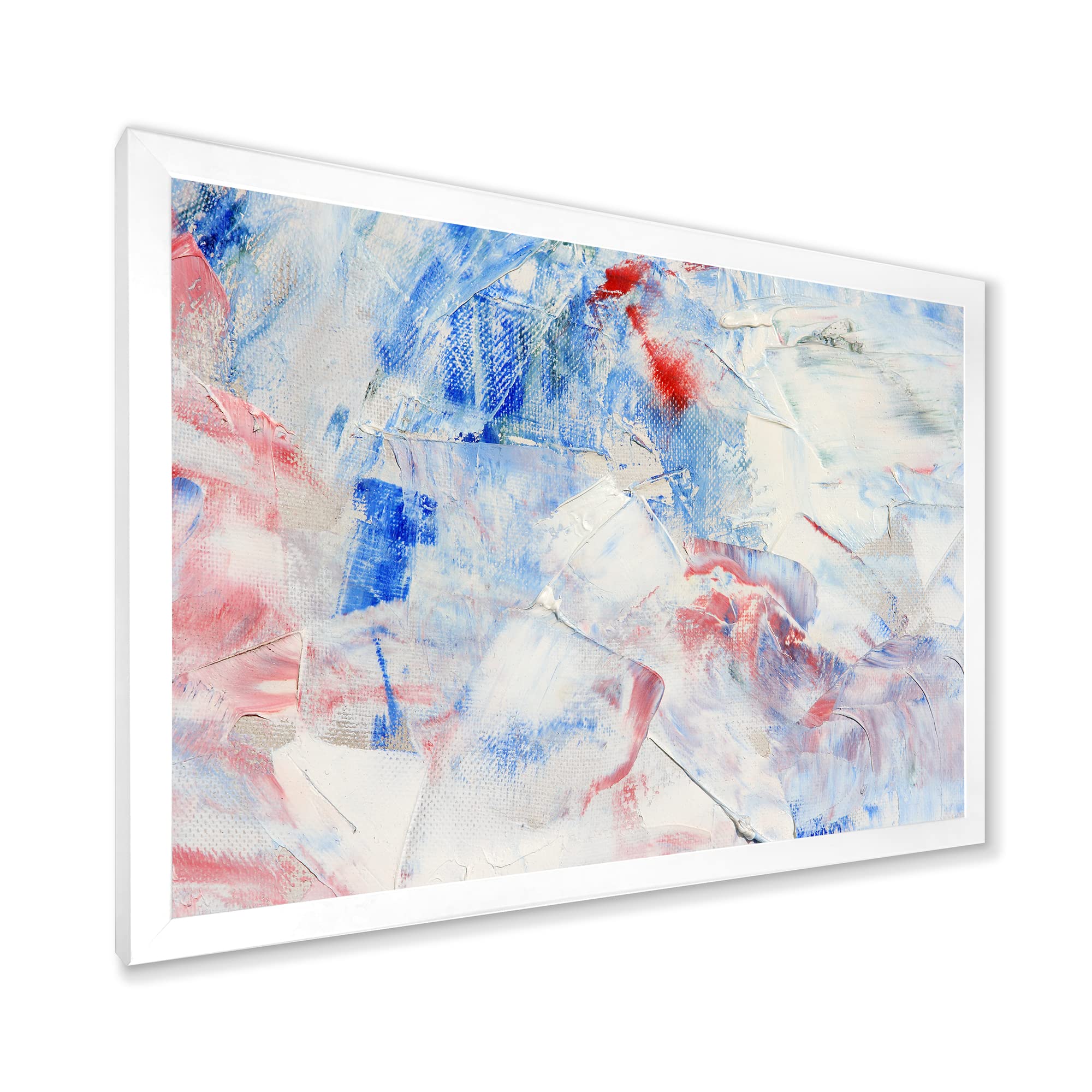 DesignQ Blue Abstract Composition Modern Framed Wall Art - Contemporary Home Decor for Living Room, Bedroom & Office