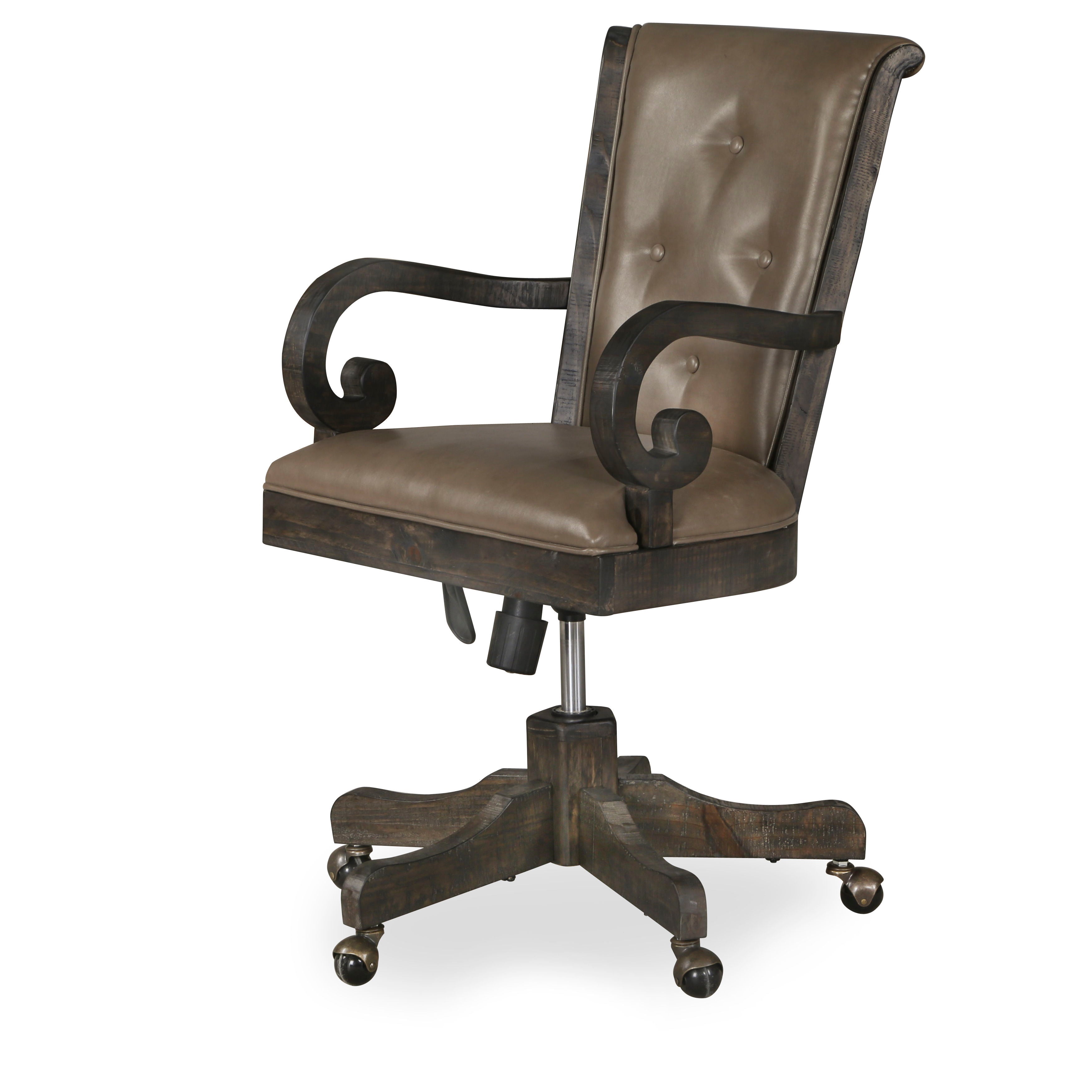 Bellamy Fully Upholstered Desk Chair in Weathered Peppercorn - Ergonomic Office Chair with Lumbar Support for Home & Office Workspaces
