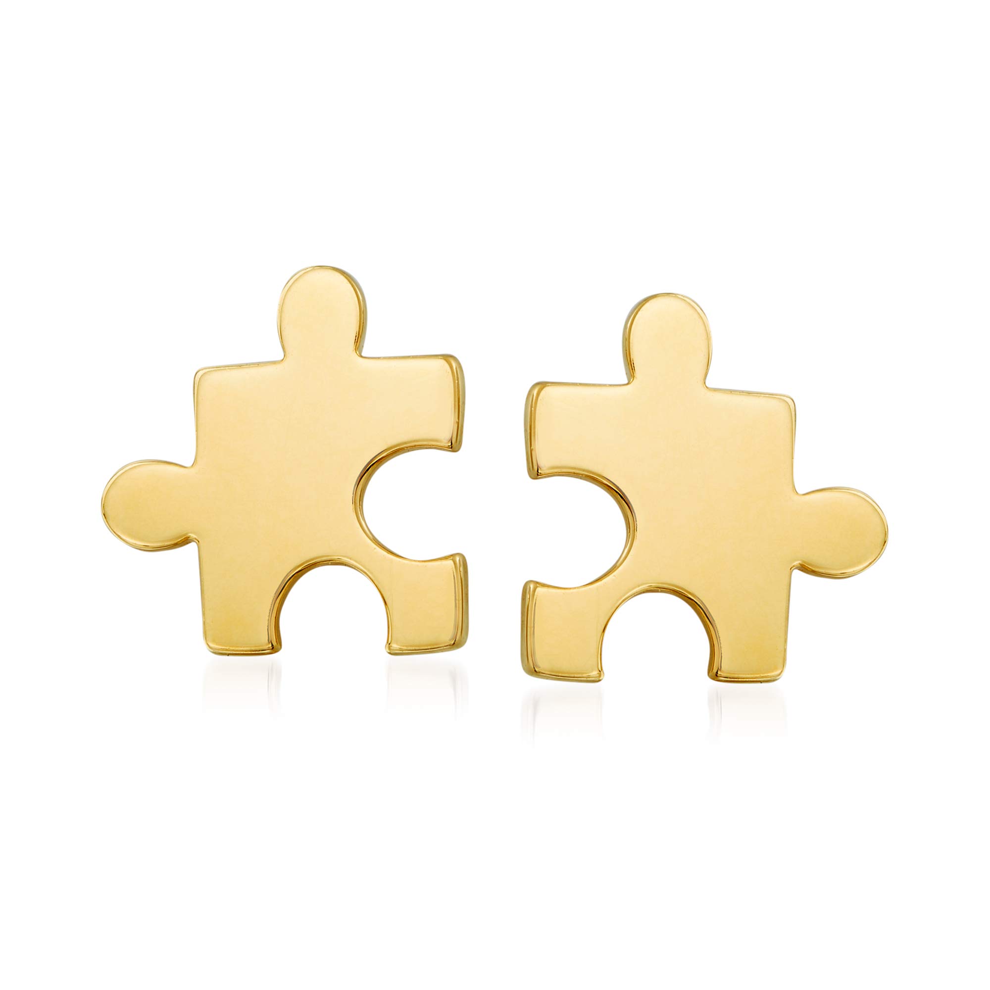 Ross-Simons 14Kt Yellow Gold Puzzle Piece Stud Earrings for Women - Minimalist Dainty Jewelry Gift for Autism Awareness, Birthday, Anniversary & Everyday Wear