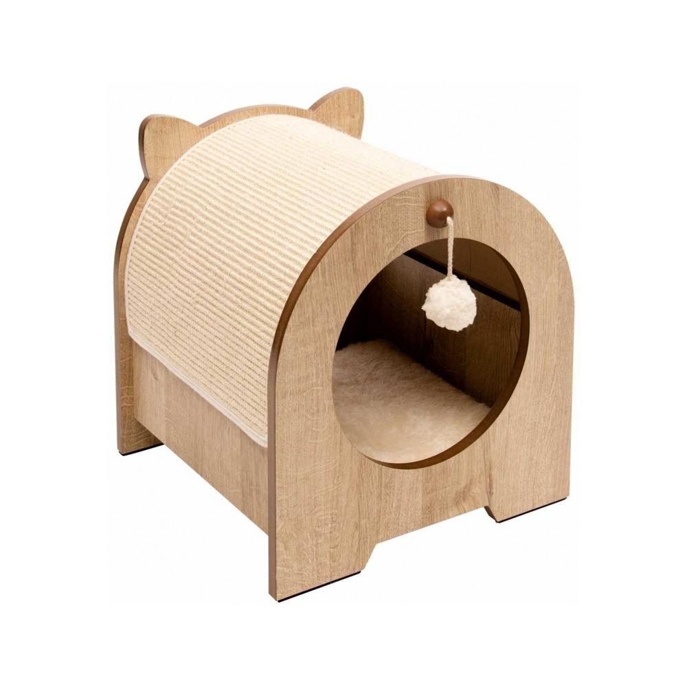 Premium Cat Hideout & Scratcher - Cozy Cat Cave with Scratching Post for Indoor Cats - Perfect for Playtime, Napping & Stress Relief