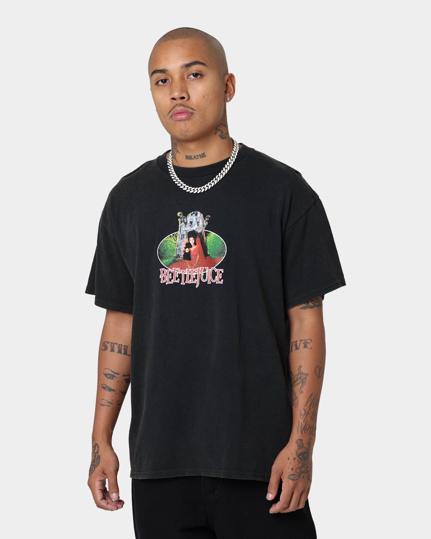 American Thrift X Beetlejuice Lydia Vintage T-Shirt - Black Retro Graphic Tee for Movie Fans & 90s Fashion Lovers | Perfect for Cosplay, Halloween & Casual Wear