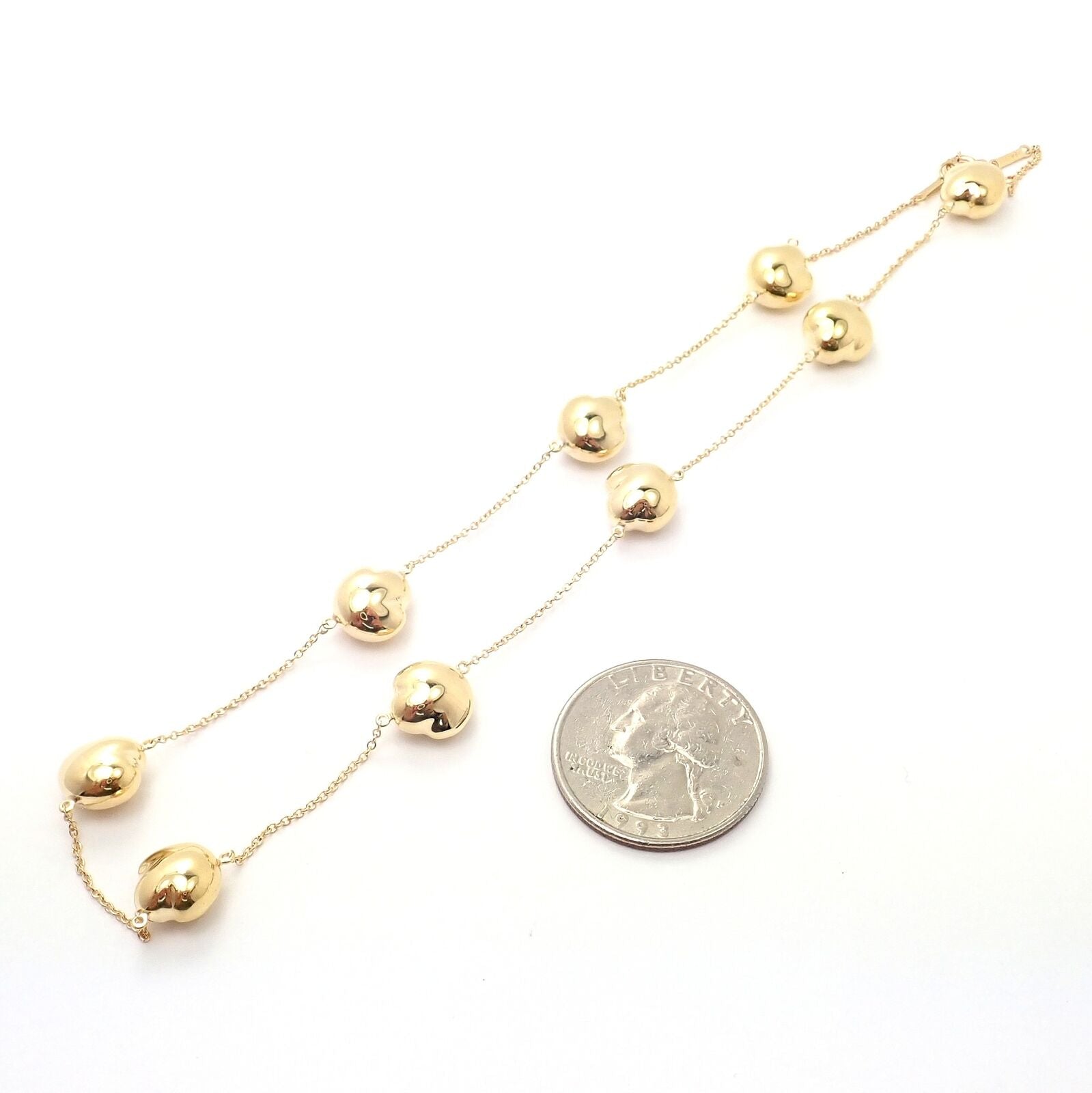 Authentic Tiffany & Co Peretti 18k Yellow Gold Vintage Bean Necklace - 14.5 Inch Elegant Jewelry for Women, Perfect Gift for Anniversary, Birthday & Special Occasions