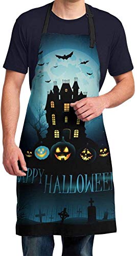 QIANKUI Halloween Apron - Colorful Waterproof Adjustable Kitchen Cooking Baking Apron for Adults & Kids - Perfect for Halloween Parties, Cooking, Baking & BBQ