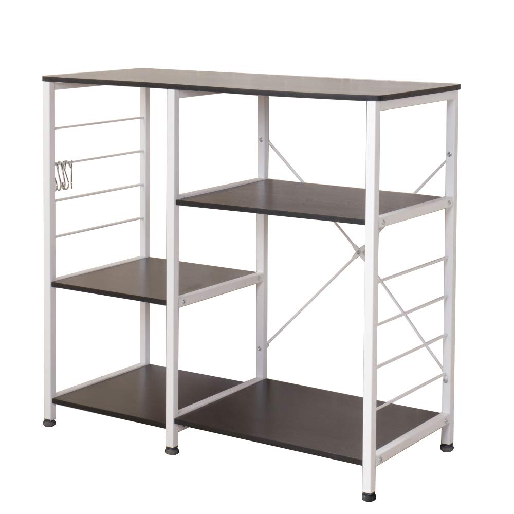 SogesGame Kitchen Bakers Rack with Storage - 3-Tier Microwave Stand, Coffee Station & Utility Cart - Perfect for Small Kitchen, Pantry Organization & Dining Room Storage - Black