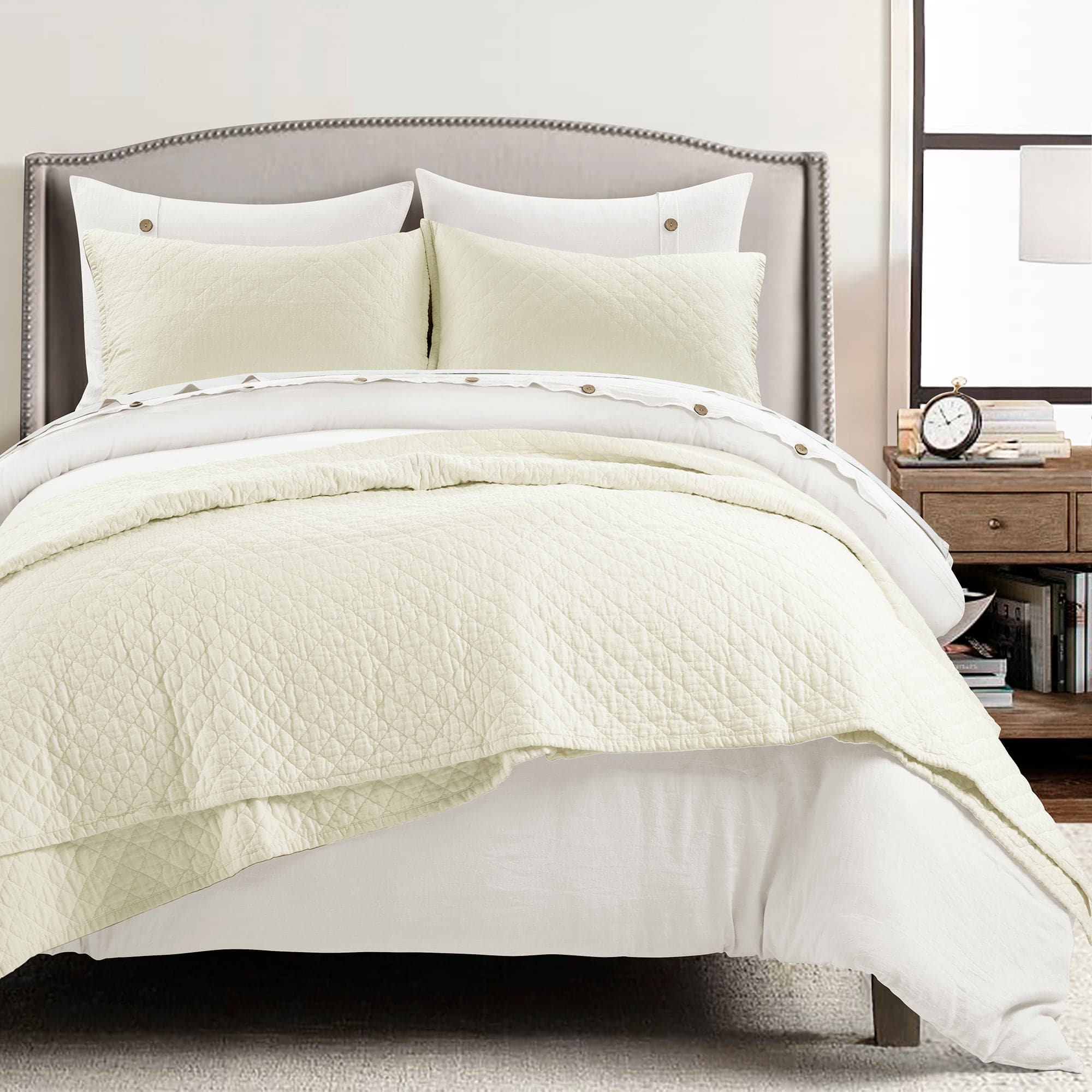 Premium Belgian Flax Linen & Cotton Blend Quilt Set - 3 Piece Bedding Collection for Luxury Bedroom Decor & Cozy Home Comfort