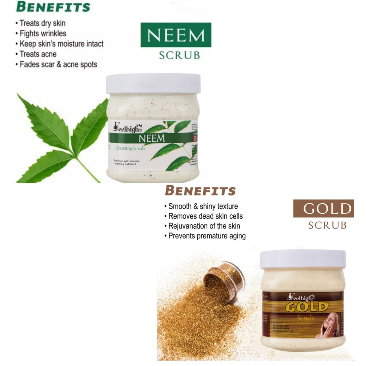 Neem & Gold Face & Body Scrub for Deep Cleansing & Skin Brightening - 500ml Natural Exfoliator with Neem Extract for Men & Women | Daily Skincare & Spa Treatment