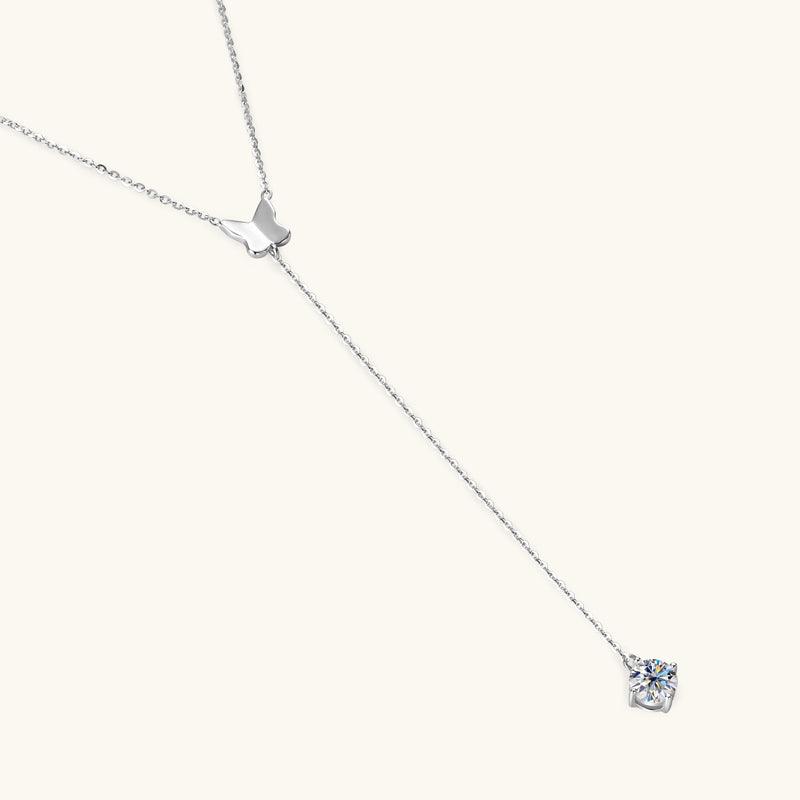 Elegant Bow Premium Moissanite Lariat Necklace for Women - Dainty Layering Jewelry for Wedding, Anniversary & Special Occasions