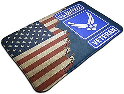 Non-Slip US Air Force Veteran Door Mat - 19.5x31.5 Inch Bath Rug for Bedroom, Kitchen & Entryway - Durable Floor Carpet for Home Decor & Military Appreciation Gifts