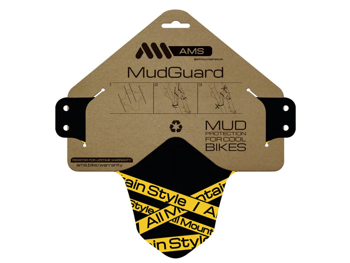 AMS Mud Guard for Bikes & Motorcycles - Durable Toxic/Yellow Splash Protection - Ideal for Off-Road, Mountain Biking & Wet Weather Commuting