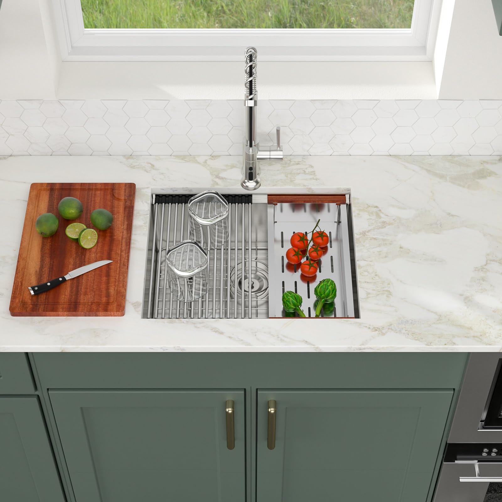 Logmey 23-Inch Undermount Bar Sink - 16 Gauge Stainless Steel Single Bowl Kitchen Sink, 23x19 Inches Under Ledge Workstation Sink for Bar Prep & Commercial Use - Perfect for Restaurants, Bars, and Home Kitchens